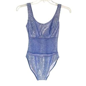 Y2K Sunflair by Jutta Friemann Mesh Strip Middle Snakeskin One Piece Swimsuit S